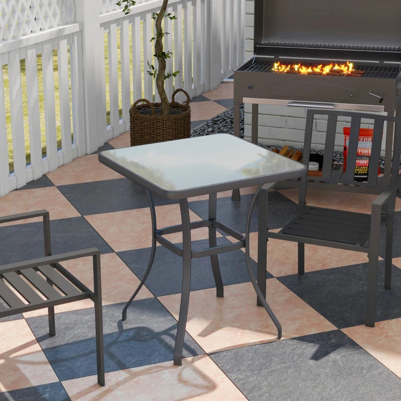 Square Bistro Garden Table with Tempered Glass  (Table Only)