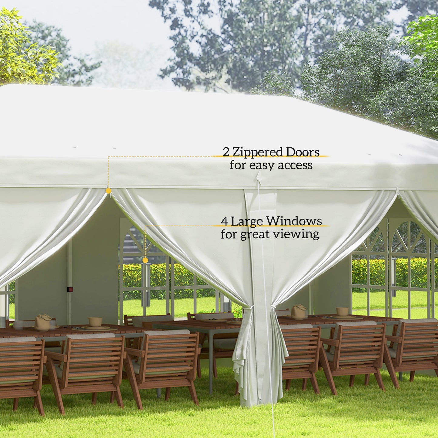 3 x 6 m Garden Pop Up Gazebo, Wedding Party Tent Marquee, Water Resistant Awning Canopy with Sidewalls, Windows, Carry Bag