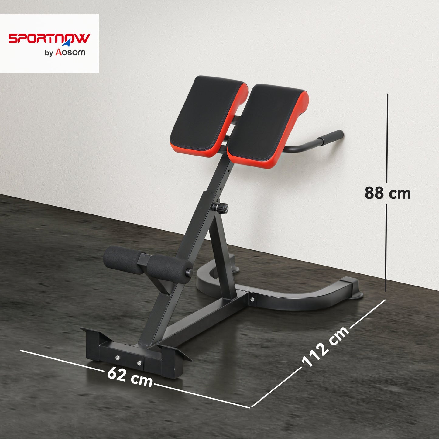 45-Degree Hyperextension Roman Chair, 5-Level Adjustable Back Extension Bench, Heavy-Duty Home Gym Equipment, Red