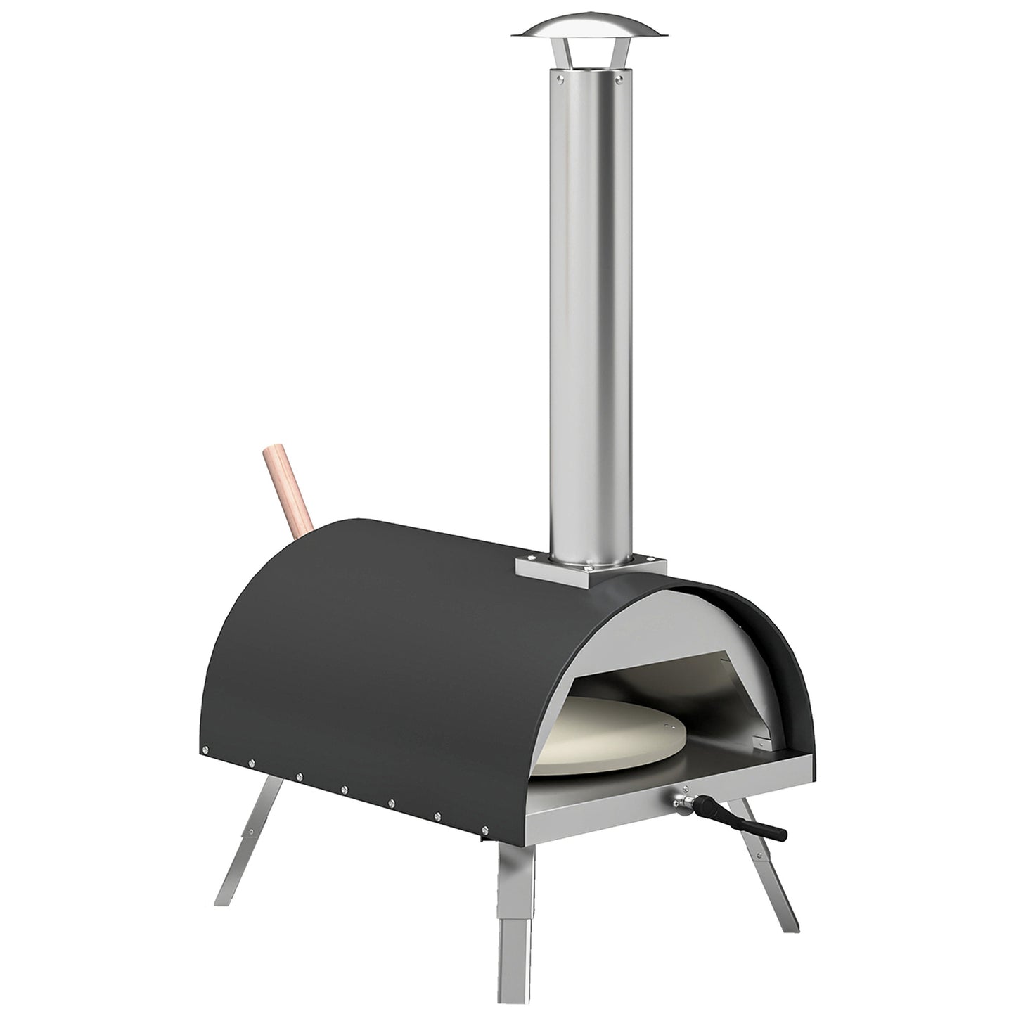 Outdoor Pizza Oven Foldable Legs Pellet Wood Fired Pizza Maker w/ 12" Rotating Stone and Peel