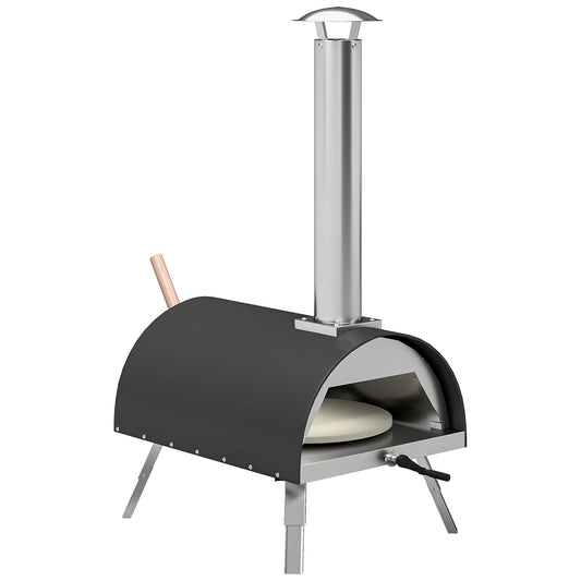Outdoor Pizza Oven Foldable Legs Pellet Wood Fired Pizza Maker w/ 12" Rotating Stone and Peel