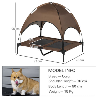 Outdoor Dog Bed with Removable Canopy, Portable Raised Dog Bed for Camping, Garden & Beach