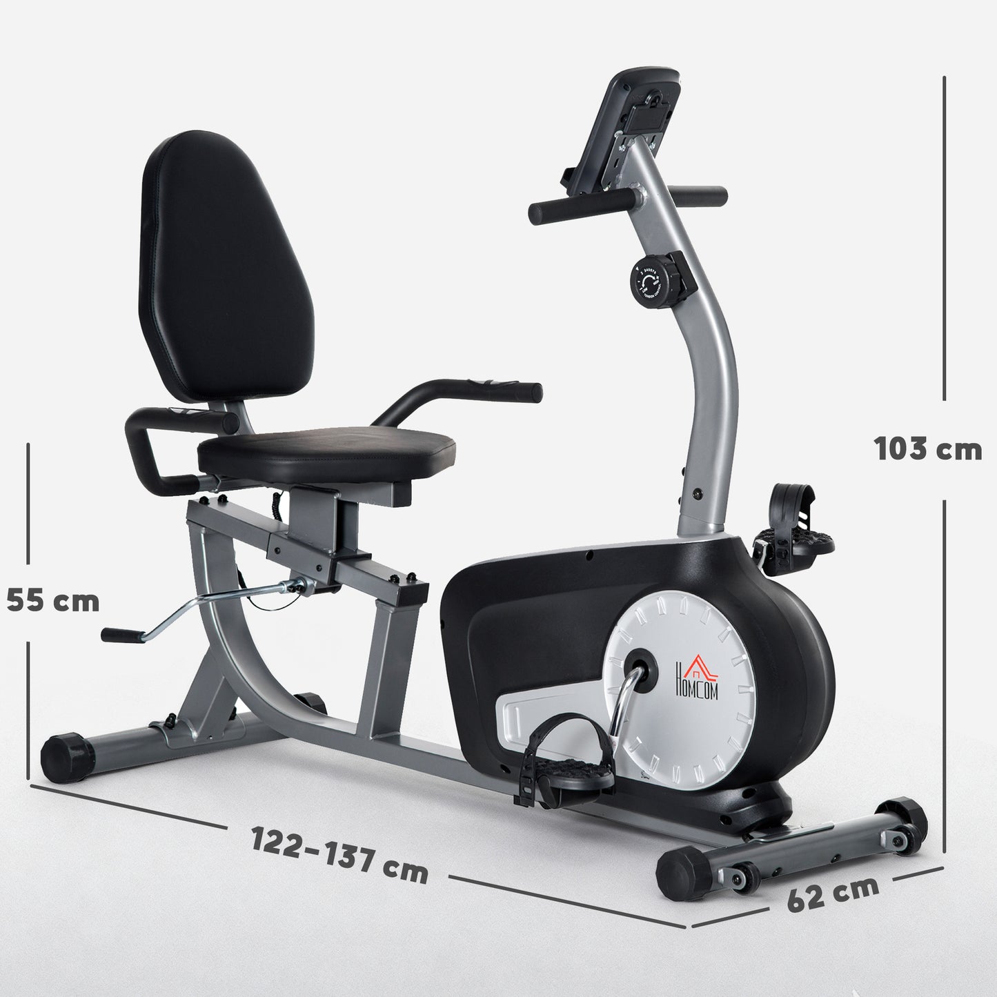 Exercise Bike with LCD Display, Stationary Bike with Quiet 8-Level Magnetic Resistance, Adjustable Seat and Backrest