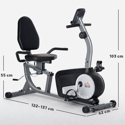 Exercise Bike with LCD Display, Stationary Bike with Quiet 8-Level Magnetic Resistance, Adjustable Seat and Backrest