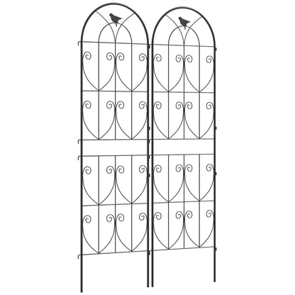 Set of 2 Garden Trellis, Metal Fence Panels for Climbing Outdoor Plants, Flowers, 180 x 50cm