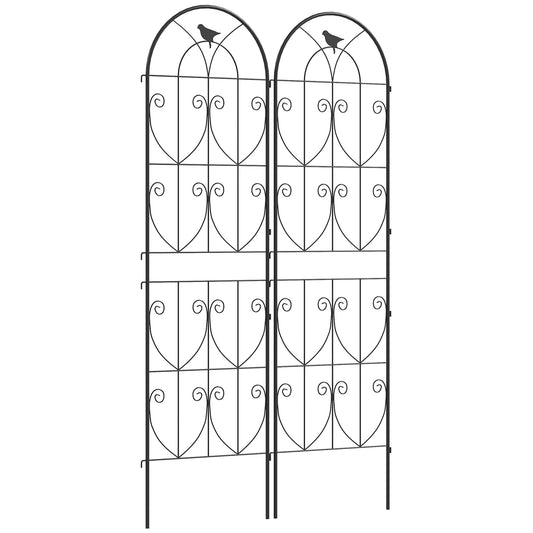 Set of 2 Garden Trellis, Metal Fence Panels for Climbing Outdoor Plants, Flowers, 180 x 50cm