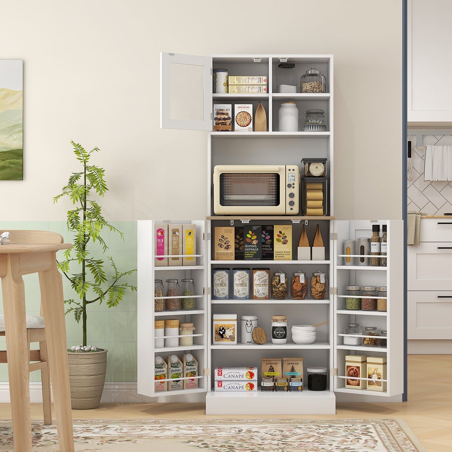 Two-Part Kitchen Storage Cabinet - White