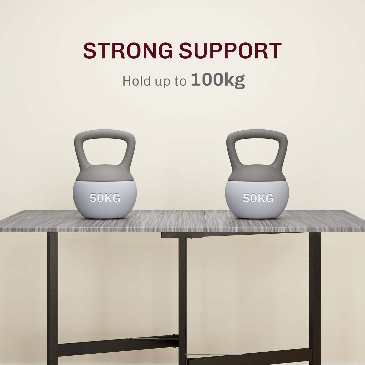 Six-Seater Drop-Leaf Dining Table, with Wheels - Grey Wood-Effect