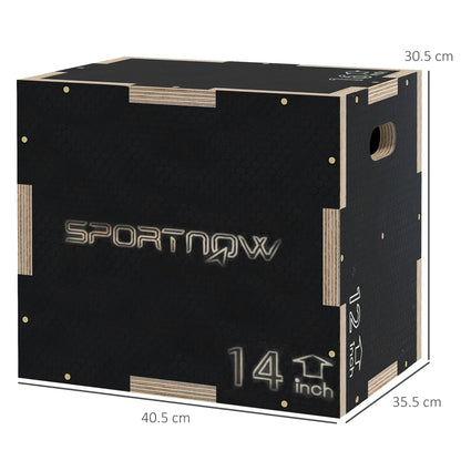 Multi-Faceted Jump Box, Wooden Step Up Box, for Home, Gym, Exercise, Black