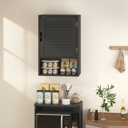 Bathroom Cabinet, Wall Mounted Storage Cabinet with Adjustable Shelves, 40 x 20 x 60 cm, Black