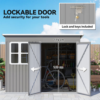 8.5 x 6ft Storage Shed Galvanised Steel Garden Shed, Metal Shed with Foundation Kit, Window