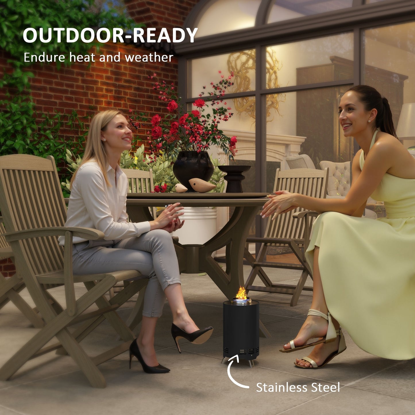 Smokeless Fire Pit, 16 x 16 cm Stainless Steel Portable Wood Burning Firepit with Poker