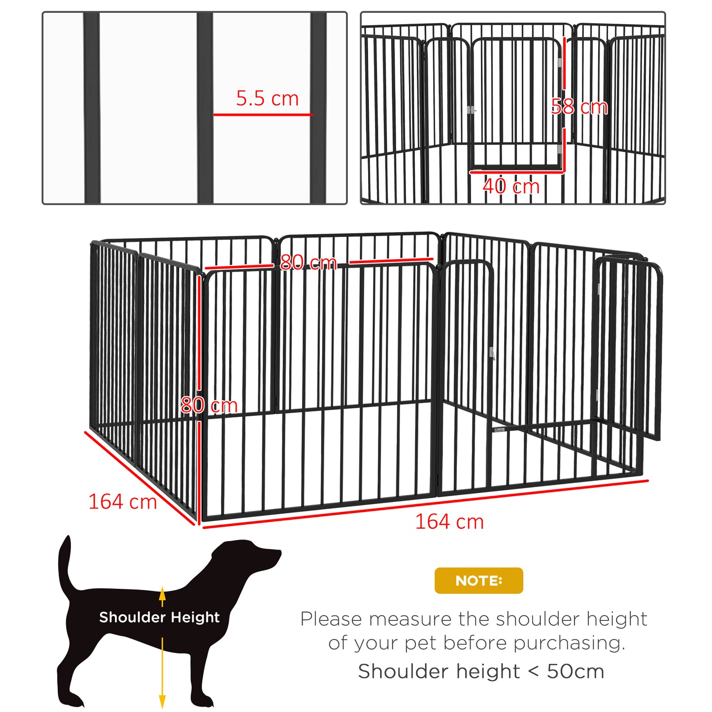80cm 8 Panels Heavy Duty Dog Pen, Pet Playpen for Indoors, Outdoors, Small, Medium Dogs