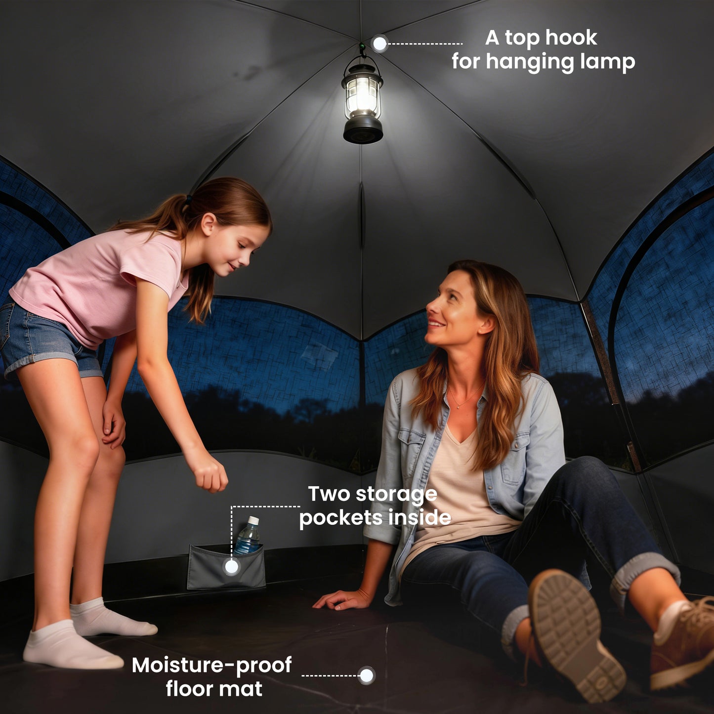 Double Layer Instant Pop Up Tent with Rainfly, Portable Camping Shelter with Sewn-in Groundsheet and Carry Bag, Orange