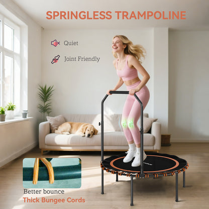 40" Foldable Fitness Trampoline Rebounder with Handle, Orange