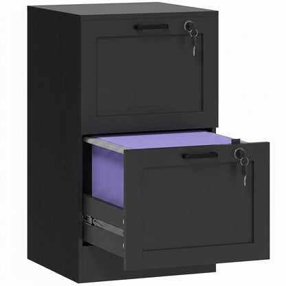 2-Drawer Filing Cabinet with Lock - Black