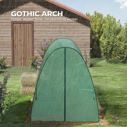 Polytunnel Greenhouse with Sandbags, Walk-In Tunnel Green House with 2 Doors and Screen Windows, 1.8 x 1.8 x 2m, Green