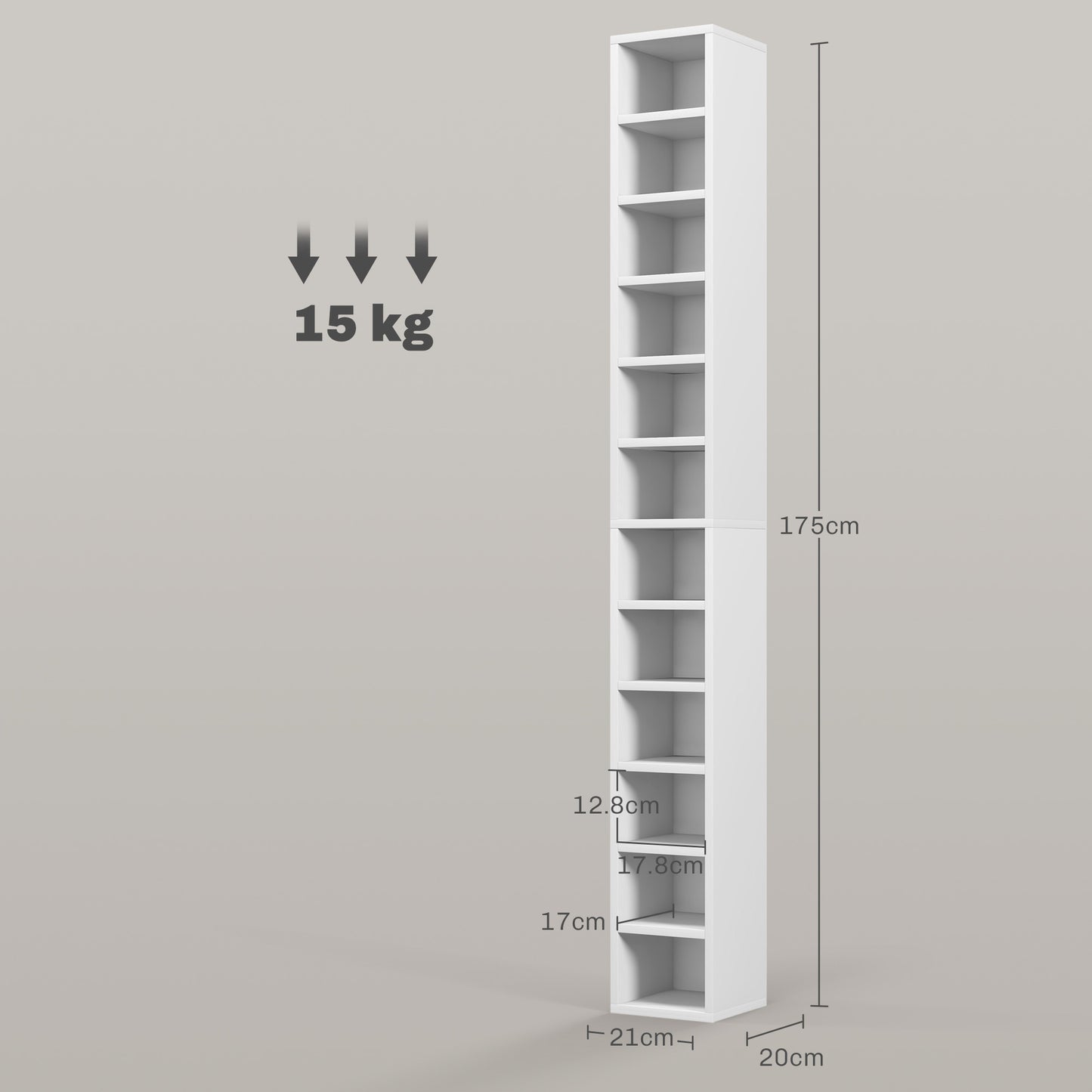 204 CD Tall Narrow Media Storage Tower - White