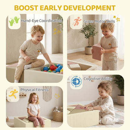 Soft Play 9 Piece Foam Climbing Blocks Soft Play Set with Tangram Play, Removable Cover for Kids Room, Ages 3-6 Years