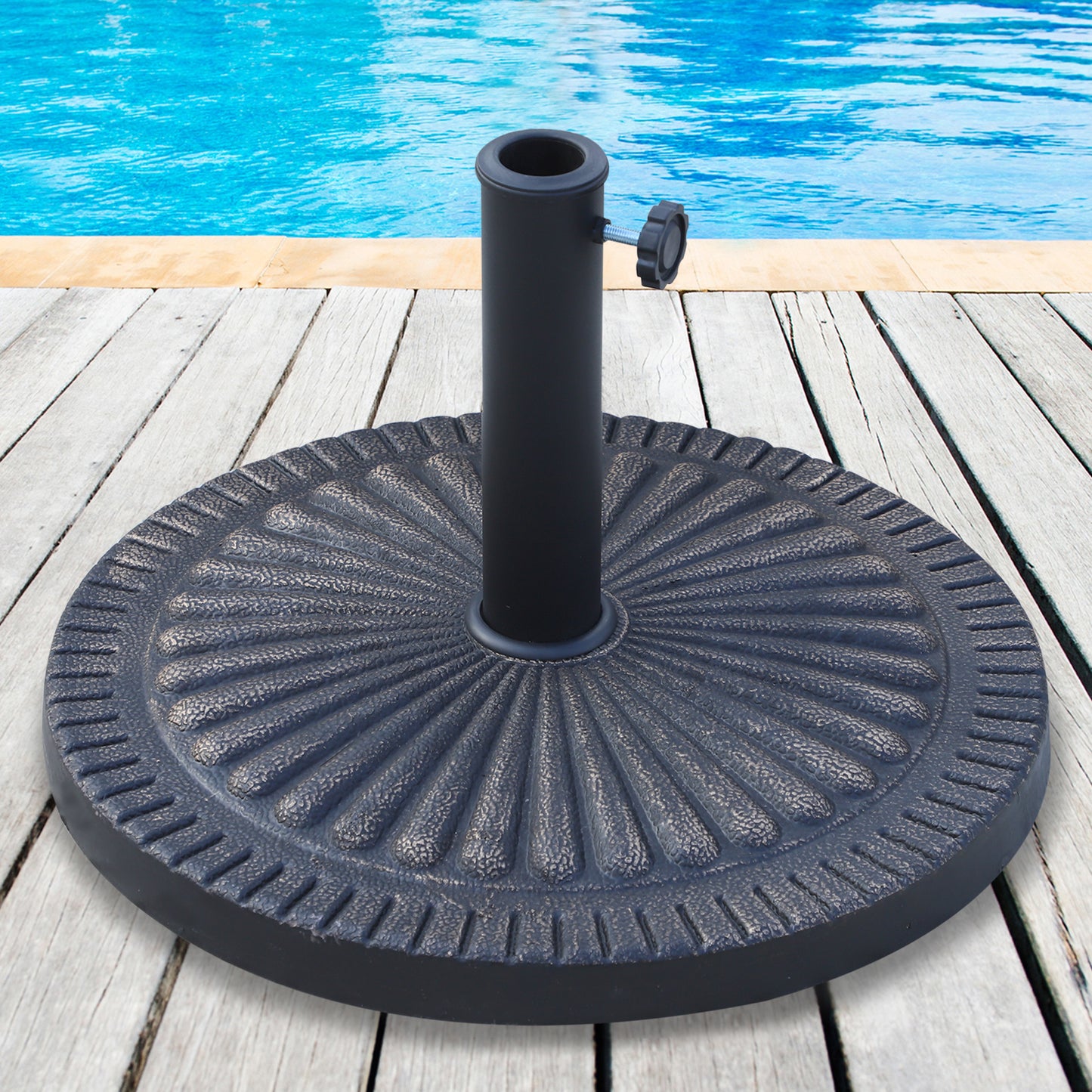 14kg Garden Parasol Base, Round Resin Sun Umbrella Base, Outdoor Umbrella Stand for 38mm or 48mm Outdoor Umbrella Poles