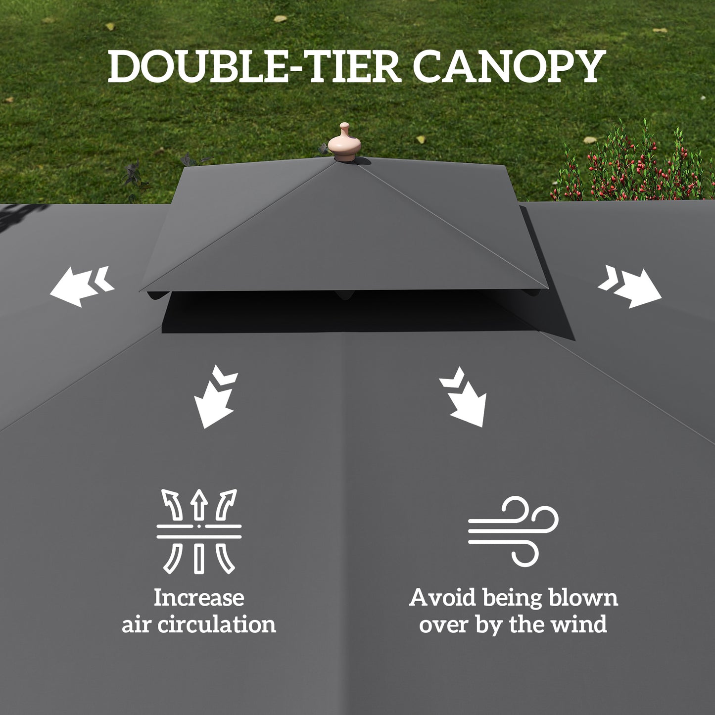 3 m Square Garden Parasol - Black