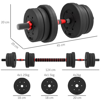 20kg 2 IN 1 Adjustable Dumbbells Weight Set, Dumbbell Hand Weight Barbell for Body Fitness, Lifting Training for Home