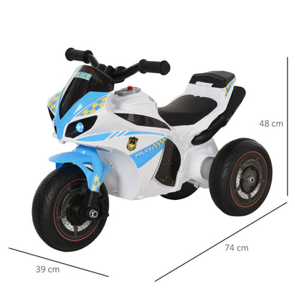 Kids Ride-On Police Bike 3-Wheel Vehicle w/ Music Lights Seat Handlebars Toddler NO POWER Child Learning Fun Development 18-3