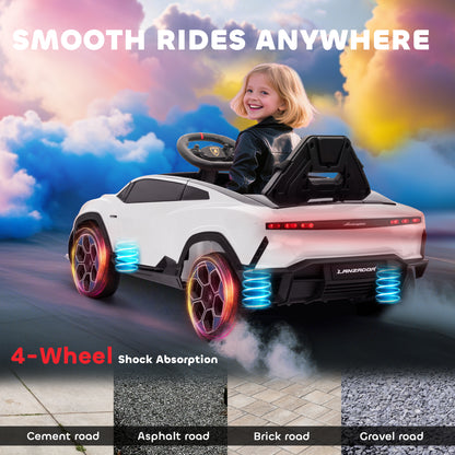12V Licensed Lamborghini Electric Cars for Kids, Ride On Car with Remote Control for 3-6 Years Old, White