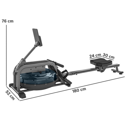 Water Rowing Machine with Wheels, Vertical Storage, Adjustable Resistance, for Strength, Cardio Training