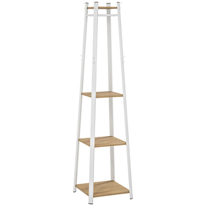 Compact Freestanding Coat Rack - White/Oak