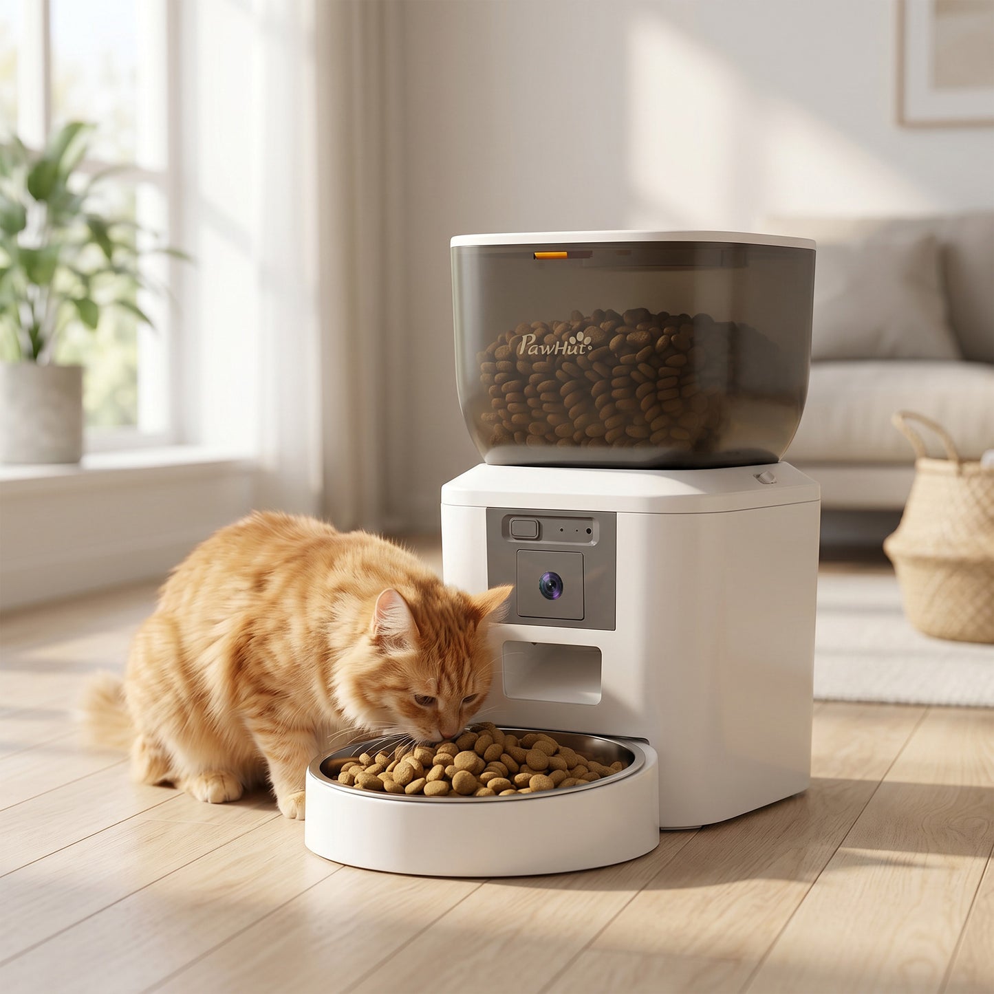 Automatic Cat Feeder with Camera, 2.4G WiFi, APP Control 4L Pet Feeder 1-10 Meals with 2-Way Audio, Dual Power Supply