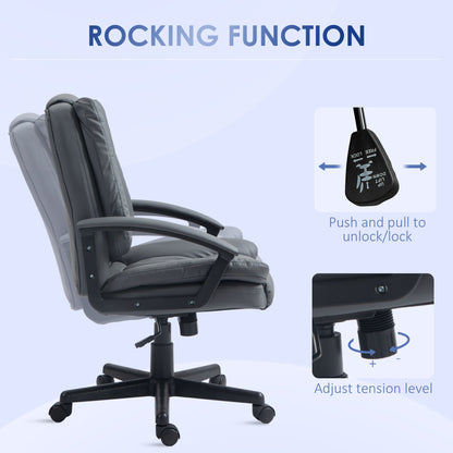 Office Chair, Computer Desk Chair, Mid Back Executive Chair with Adjustable Height and Swivel Rolling Wheels for Home Study