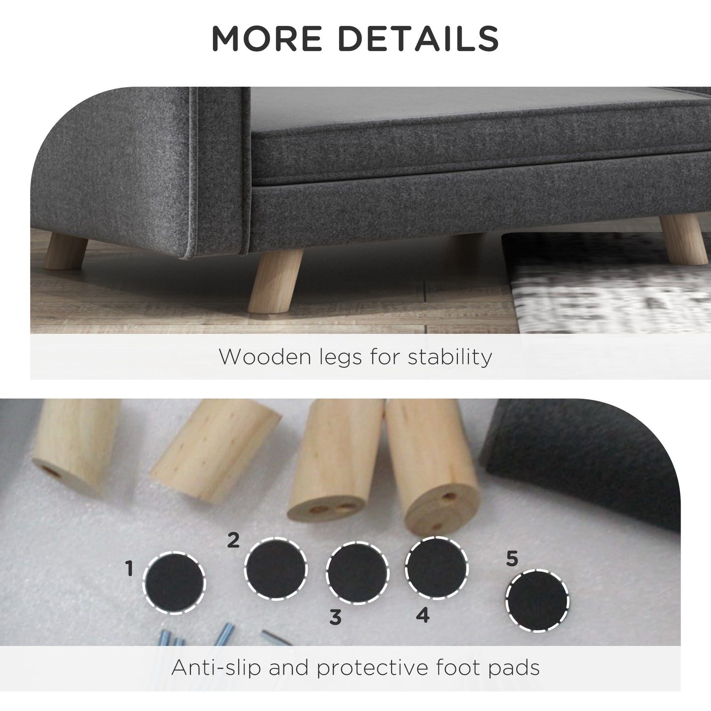 Elevated Dog Sofa Bed, with Cushion, for Medium and Small Dogs, Grey