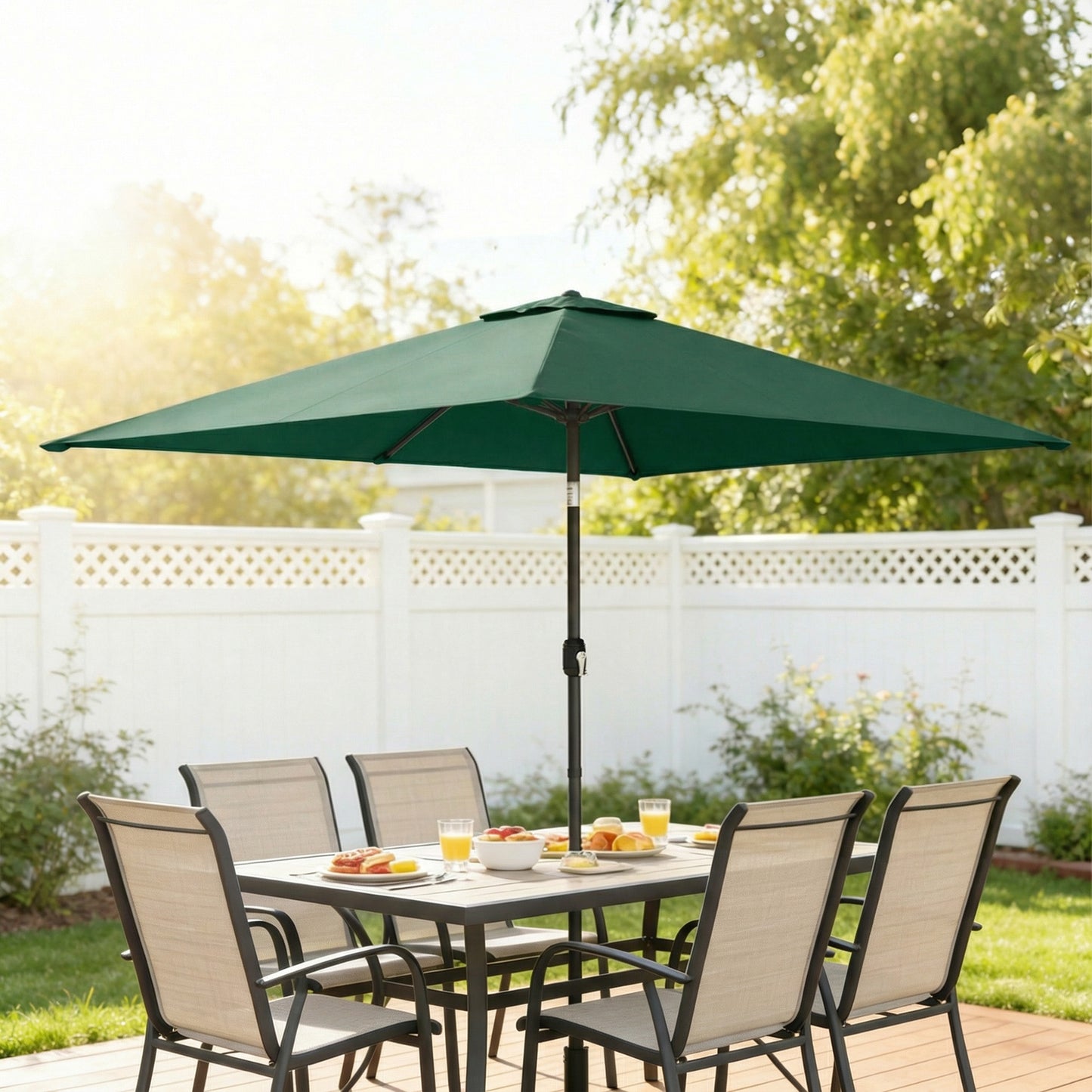 Garden Parasol, Parasol Umbrella with Crank Handle, Tilt Function, Polyester Canopy, Green