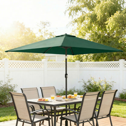 Garden Parasol, Parasol Umbrella with Crank Handle, Tilt Function, Polyester Canopy, Green