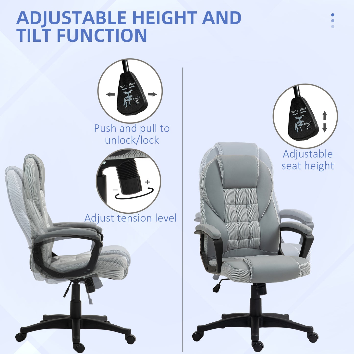 Faux Leather Office Chair - Grey
