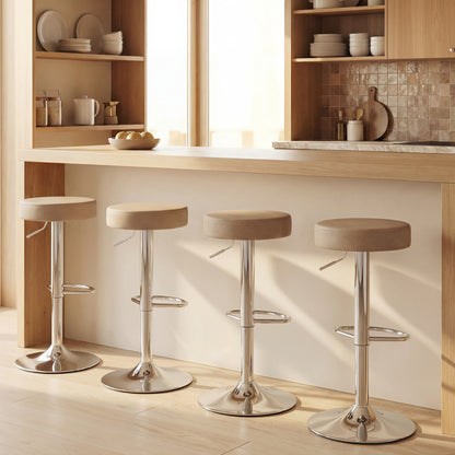 Bar Stools Set of 2, Modern PU Leather Swivel Barstools, Height Adjustable Breakfast Bar Chairs with Footrest, Brown