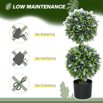 Set of 2 Artificial Plants, Lavender Flowers Ball Trees with Pot, for Home Indoor Outdoor Decor, 70cm