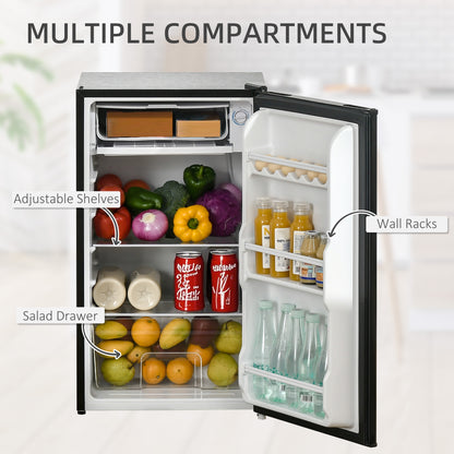 Under Counter Fridge, 91L Small Fridge with Chiller Box, Removable Shelf, Reversible Door, Adjustable Legs