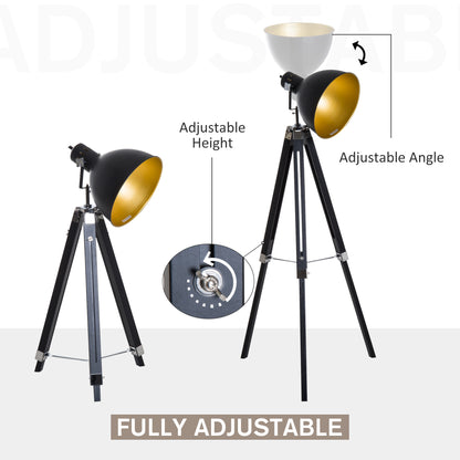 Tripod Floor Lamp, Spotlight Reading Lamp w/ Adjustable Height, Angle, Wood Legs for Living Room, Bedroom, Home, Office