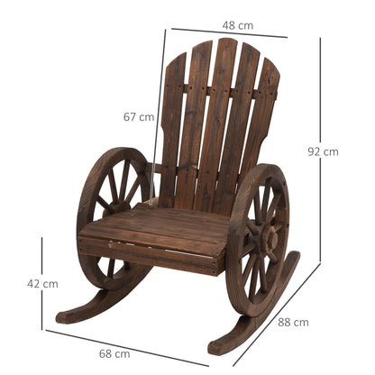 Wooden Adirondack Rocking Chair Reclining Armchair Garden Furniture Patio Porch Rocker - Carbonized Wood