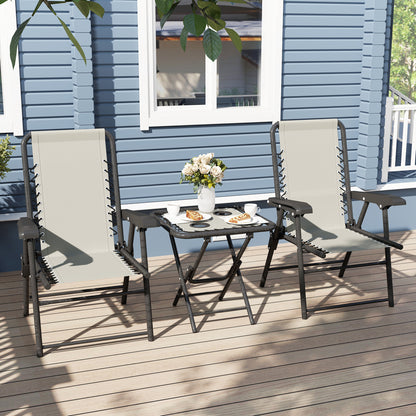 Three-Piece Garden Table and Chair Set - Cream White
