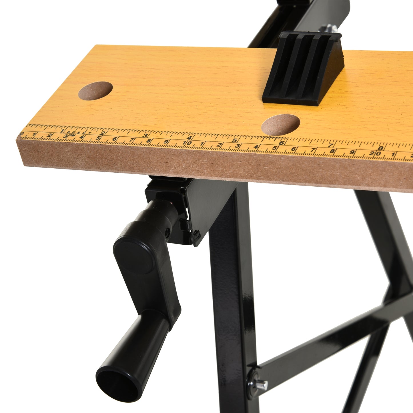 4-in-1 Work Bench, Folding Clamp Table w/ 4 Adjustable Clamping Pegs for DIY Home Garage, Black