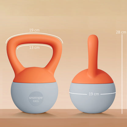 6KG Soft Kettlebell with Non-Slip Handle, for Home Gym, Weight Lifting, Strength Training, Orange/Grey