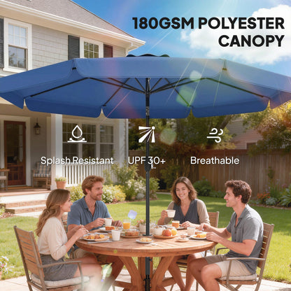 3 m Garden Parasol with Tilt Mechanism & Crank Handle, UPF 30+ Patio Umbrella Outdoor Table Umbrella, Dark Blue