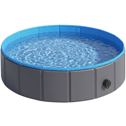 Foldable Dog Pool for Puppies and Ducks Dog Paddling Pool Bath Tub, Dark Grey, 80 x 20 cm