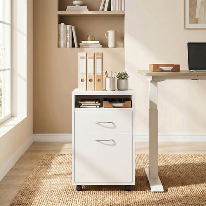 Filing Cabinet, Mobile File Cabinet with 2 Lockable Drawers, Office Home Organiser on Wheels for A4