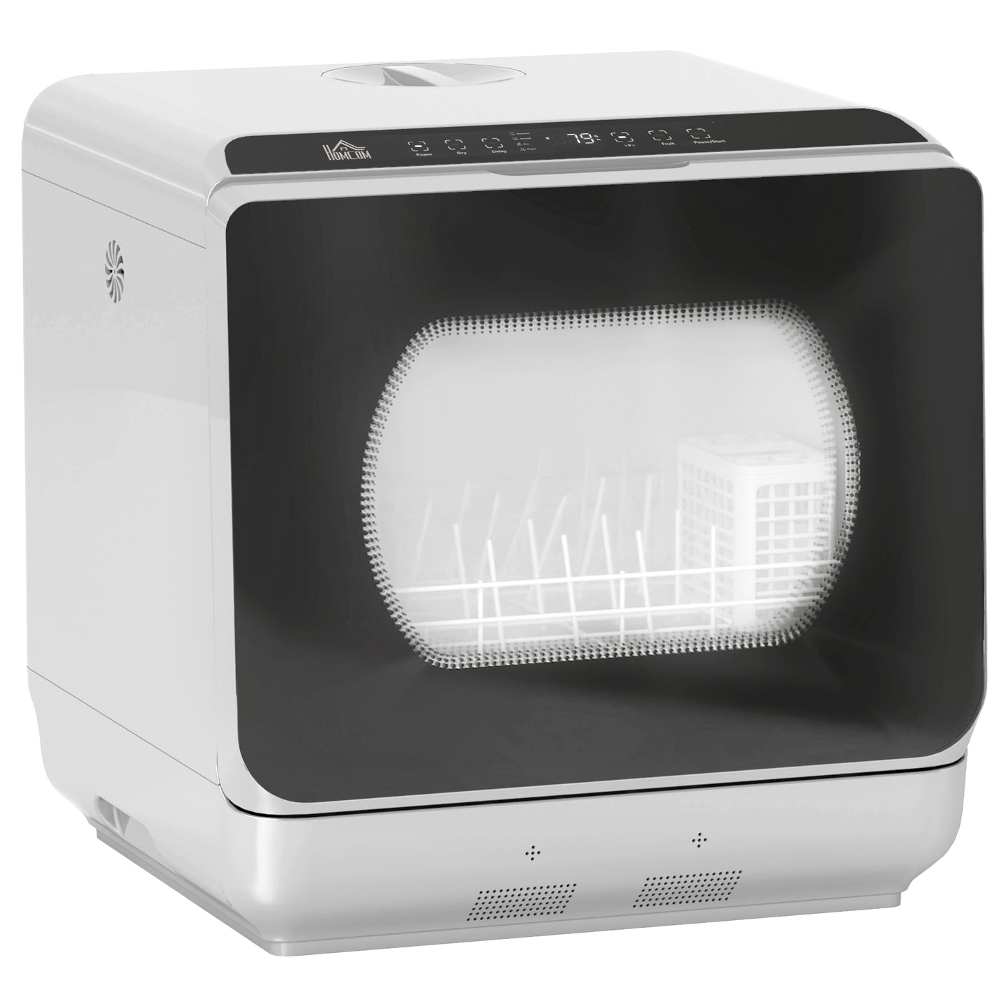 Table Top Dishwasher with Built-in 6L Water Tank, Mini Countertop Dishwasher with 6 Programs, 4 Place Settings, Silver Tone