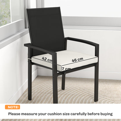 Set of 6 Outdoor Seat Cushions with Machine Washable Cover, Water Repellent Seat Cushions Cream White