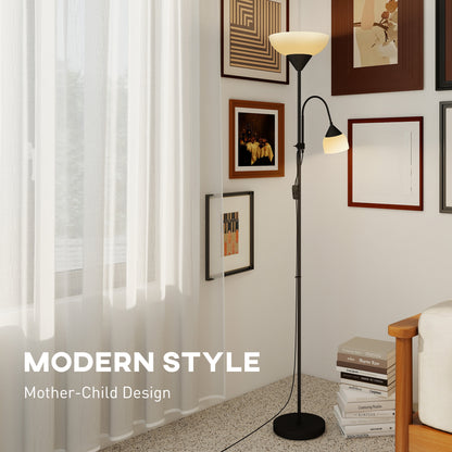 LED Floor Lamp 180cm Tall Standing Lamp with Adjustable Gooseneck, 3000K/4500K/6500K Colour Temperatures, Black